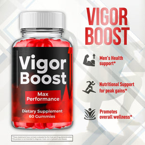 (5 Pack) Vigor Boost Gummies for Men, Vigorboost Male Support Gummys with Natural Ingredients, Advanced Vigor Boost Maximum Strength Premium Vitamin Gummy for Men'S Health and Wellness (300 Gummies)