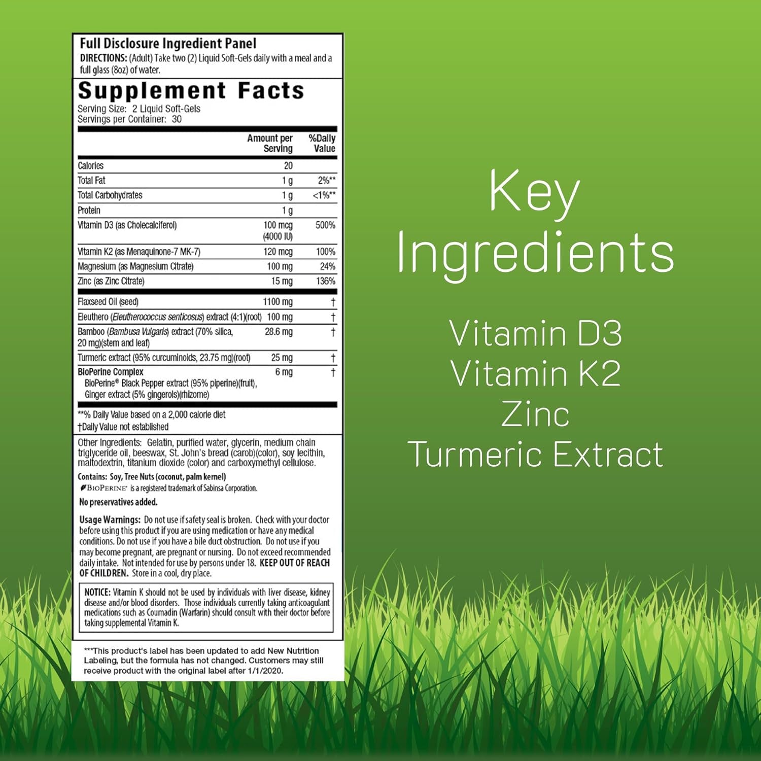 Irwin Naturals High Potency Mega D3 & K2 + Turmeric Extract — 60 Liquid Soft-Gels