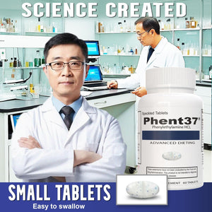 Phent37 (1 Bottle - 60 Speckled Tablets) - Advanced Phenylethylamine HCL Dietary Nutraceutical, Premium Small White and Blue Tablets, Boost Metabolism, Weight Management for Men and Women
