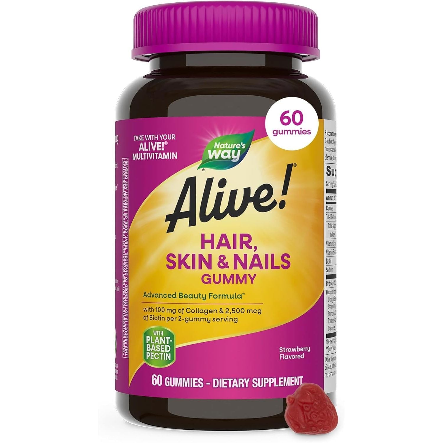 Nature'S Way Alive! Hair, Skin & Nails Gummies, Advanced Beauty Formula*, 60 Gummies