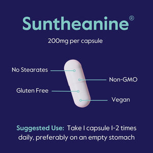 BESTVITE Double Strength Suntheanine L-Theanine 200Mg – Patented & Clinically Studied – 60 Vegetarian Capsules – Vegan – No Stearates – Non GMO – Gluten Free – Relaxation Support