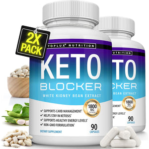 Toplux Keto Blocker Pills White Kidney Bean Extract - 1800 Mg Natural Ketosis, Support Keto Diet, for Men Women, 90 Capsules, Supplement