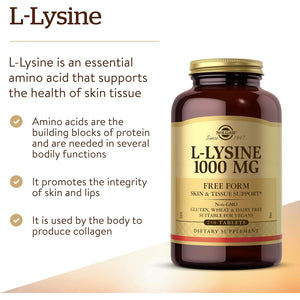 Solgar L-Lysine 1000 Mg, 250 Tablets - Enhanced Absorption and Assimilation - Promotes Integrity of Skin and Lips - Collagen Support - Amino Acids - Non-Gmo, Vegan, Gluten Free - 250 Servings