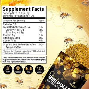 Bee Pollen Granules Third-Party Tested, 1 Lbs. - Bee Pollen for Women, Keto-Friendly Super Food Supplement Packed with Proteins, Vitamins & Minerals - Immune Support, Energy Boost, Digestive Wellness