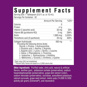 Rejuvicare Liquid Collagen Beauty Formula with Amino Acids, Protein and Biotin, Delicious Grape Flavor, Purple 16 Oz ,32 Servings