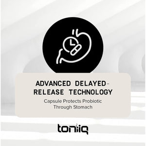Toniiq 200 Billion CFU Probiotic Supplement 30 Verified Third-Party Tested Strains - Fully Shelf-Stable Probiotics Formula with Prebiotic Blend - Extended Release Capsules