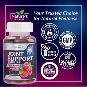 Joint Support Gummies - Extra Strength Glucosamine Gummy Supplement with Vitamin E - Natural Cartilage Joint Health & Flexibility Support, Best Support Glucosamine Chew for Men & Women - 60 Gummies