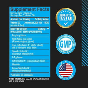 BPI Sports Nite Burn – Nighttime Fat Burner & Sleep Support – Keto-Friendly – Weight Loss, Burn Fat, Relaxation, Boost Metabolism – 30 Servings – 640Mg