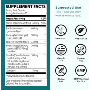 Lifeseasons Stem Boost-R - Stem Cell Support - Naturally Repair Damaged Tissue - Vitamin Supplement Rich in Antioxidants - Royal Jelly, Spirulina, Blueberry, Brown Seaweed & L-Carnosine - 120 Capsules