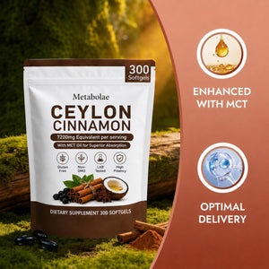 Metabolae Ceylon Cinnamon,7200 Mg Equivalent per Serving, Gluten Free, Non-Gmo, 300 Softgels