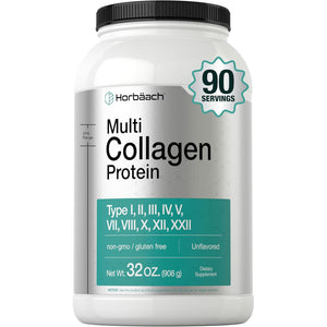 Horbaach Multi Collagen Protein Powder 32 Oz | Types I, II, III, IV, V, VII, VIII, X, XII, and XXII | Grassfed Collagen Peptides | Keto & Paleo Friendly | Unflavored & Gluten Free