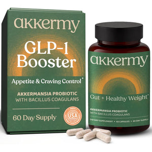 Akkermansia Probiotic for Appetite Suppressant & Craving Control | Increases GLP-1 for Weight Loss | 60 Day Supply | Made in USA | Bacillus Coagulans, B2, D3 & Chromium | SIBO Friendly, Vegan
