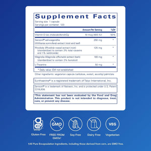 Pure Encapsulations Cortisol Calm - Supports Cortisol Health & Relaxation - Contains Ashwagandha, Magnolia Bark, Rhodiola Rosea & L-Theanine - Restful Sleep* - 120 Capsules