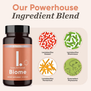 Biome, 9-Strain Probiotic Formula, Supports a Balanced Gut Microbiome, Powerful Gut Probiotics with Greenselect Phytosome - 60 Capsules