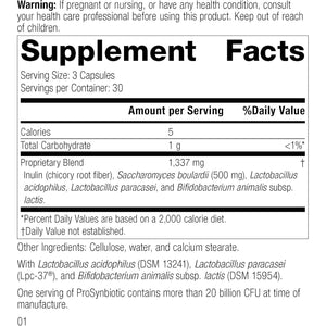 Standard Process Prosynbiotic - Whole Food Bowel, Immune Support, Digestion and Digestive Health with Bifidobacterium, Chicory Root, Lactobacillus Acidophilus, and Inulin - Vegetarian - 90 Capsules