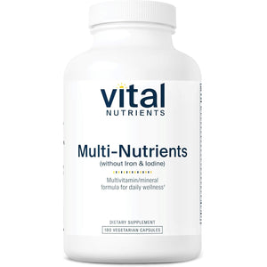 Vital Nutrients Multi-Nutrients (No Iron or Iodine) - Comprehensive Vegetarian Daily Multivitamin and Mineral Formula with Potent Antioxidants* - Gluten, Dairy, Soy Free - Non-Gmo - 180 Capsules
