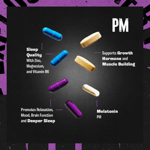 Animal PM - Sleep Aid for Adults Non-Habit Forming Relaxation Enhancer and Mood Support with Melatonin, L-Theanine, Zylaria, Zinc, Magnesium, Vitamin B6, GABA + AKG Anabolic Stack Supply, 30 Count