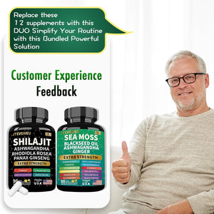 Shilajit and Sea Moss Bundle- 90 Count - Sea Moss, Ashwagandha, Shilajit, Rhodiola Rosea & Ginger, All in 1 Supplements