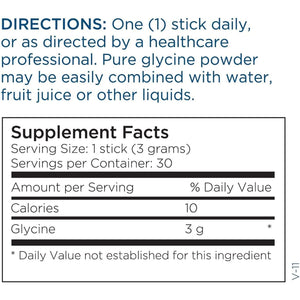 Metabolic Maintenance Glycine Sticks - 3 G Glycine - Calm & Sleep Support - Single Dose Powder Sticks - No Fillers or Preservatives - 30 Servings - 30 Count