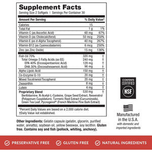 Eyepromise DVS Eye Vitamin - 60 Softgels, 30-Day Supply - Eye Supplement with Zeaxanthin and Lutein for Retinal Support & Improved Visual Function