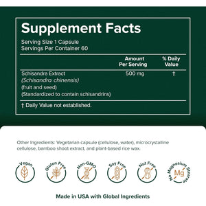 Prominent Nutrition Schisandra - Supplement for Liver & Stress Support - No Artificial Colors - Non-Gmo, Vegan & Gluten-Free - 60 Capsules (60 Servings)
