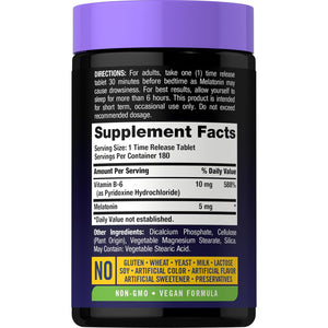 Carlyle Melatonin 5Mg | 180 Sustained Release Tablets | All Night Support Supplement | Vegan, Non-Gmo, Gluten Free Formula