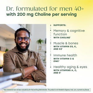 Megafood Men'S 40+ Advanced Multivitamin for Men - Dr-Formulated - Choline, Vitamin B, Vitamin C, Vitamin D, Zinc & Real Food - Brain Health, Immune Support - Vegetarian - 120 Tabs (60 Servings)