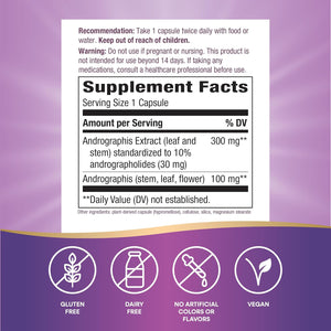 Nature'S Way Premium Extract Andrographis, Immune Support*, 300 Mg Andrographis Extract per Serving, 60 Vegan Capsules