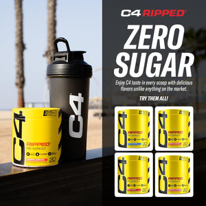 C4 Ripped Pre Workout Powder for Energy, Beta Alanine, Zero Sugar Energy Supplement Preworkout for Men & Women - 150Mg Caffeine + Creatine-Free - Icy Blue Razz - 30 Servings