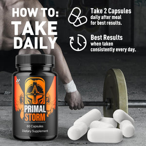 Primal Storm Capsules, Official Primal Storm Supplement for Men with All Natural Ingredients, Advanced Primalstorm Health and Wellness Pills Maximum Strength Formula Vitamin Supplement (60 Capsules)