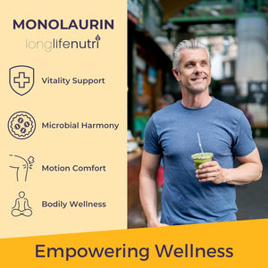 Longlifenutri Monolaurin 1500Mg - Potent Glycerol from Coconut, 200 Vegetarian Capsules, Organic Supplement for Gut Balance & Natural Defense, 100-Day Supply, GMP Certified, Made in USA