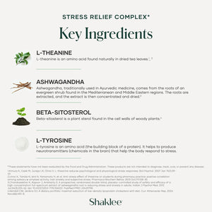 Shaklee - Stress Relief Complex - Calming Blend of L-Theanine, Ashwagandha, Beta-Sitosterol, and L-Tyrosine - Promotes Relaxation without Drowsiness - 1 Caplet Daily - Adults Supplement - 30 Caplets