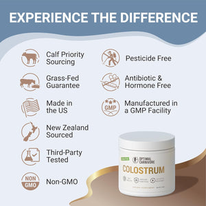 Grass Fed Colostrum Powder, Unflavored Bovine Colostrum for Humans, Colostrum Supplement Powder for Gut Health, Immune Support & Muscle Recovery, 120 Grams, Colostrum Powder Grass Fed