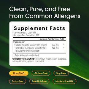 Naturebell Fadogia Agrestis 600Mg & Tongkat Ali 400Mg - 240 Capsules (4-Month Supply) - High-Potency Supplement for Energy, Vitality & Workout Support - Non-Gmo, Gluten-Free - 3Rd Party Tested