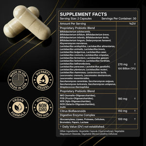 Probiotics with Prebiotics for Men and Women - 35 Strains Probiotics 100 Billion CFU for Gut & Digestive Health, Vegan Acidophilus Probiotic Supplement, Non-Gmo Raw Probiotic 60 Capsules