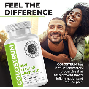 Intestinal Fortitude 100% Grass Fed New Zealand Cows Colostrum Capsules, Grassfed, Hormone Free, GMO Free, Optimal Gut Health and Immune System Support, Leaky Gut, IBD, 500 Mg Capsules, 60 CT