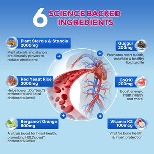 Cholesterol Lowering Supplements Gummies, Cholesterol Gummies with Plant Sterols & Stanols, Red Yeast Rice, Lower Cholesterol Naturally – Vegan, Non-Gmo, Mixed Berry Flavor, 90Ct