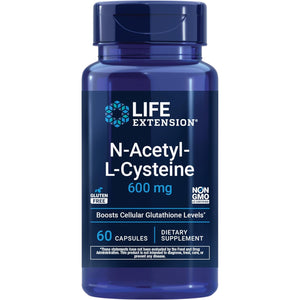 Life Extension N-Acetyl-L-Cysteine (NAC), Immune, Respiratory, Liver Health, NAC 600 Mg, Potent Antioxidant Support, Free-Radicals, Easy to Absorb, 60 Capsules