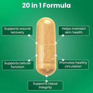 Free Life Labs Woundworx Nutrition-Scar and Surgery Support, Wound Care, General and Plastic Surgery, Faster Healing W/Vitamins, Amino Acids, Collagen, Probiotics, Turmeric, Bromelain-90 Caps