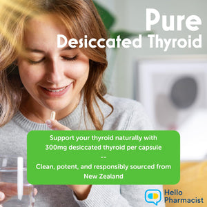 Raw Desiccated Bovine Thyroid 300Mg per Capsule - Energy & Metabolism Support - New Zealand Sourced, Grass Fed Freeze-Dried Glandular Bovine Beef Thyroid, Non-Gmo, Tested for Impurities - 60 Capsules