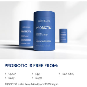 Bodyhealth Probiotic Enhanced with Perfectamino for Women and Men, Spore Based with Bifidobacterium, Lactobacillus Salivarius, Lactobacillus Acidophilus - 60 Capsules