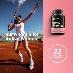 Optimum Nutrition Opti-Women, Vitamin C, Zinc and Vitamin D for Immune Support Womens Daily Multivitamin Supplement with Iron, Capsules, 120 Count