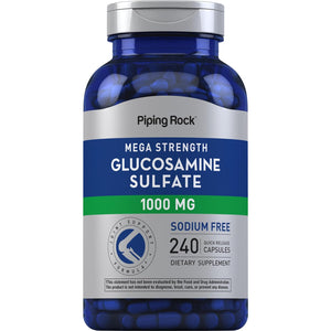 Piping Rock Glucosamine Sulfate 1000Mg | 240 Capsules | Mega Strength | Joint Support | Sodium Free | Non-Gmo & Gluten Free Supplement