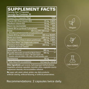 Terry Naturally Healthy Feet & Nerves - Herbal Supplement with Bioactive Vitamin B12 - Circulation & Nerve Health Support Supplement - Vegan Capsules with Boswellia Serrata - 60 Capsules