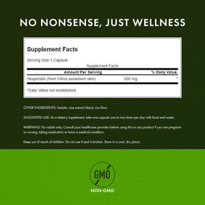 Swanson Hesperidin - Citrus-Derived - Cardiovascular & Hearth Health Support- Contributes to Muscle Recovery* - Features Antioxidant Properties - Gluten Free & Non-Gmo - 60 Capsules
