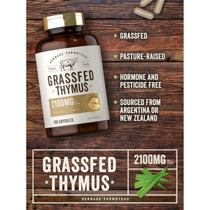 Carlyle Grass Fed Beef Thymus | 2100Mg | 200 Capsules | Bovine Supplement | Pasture Raised, Non-Gmo, Gluten Free | by Herbage Farmstead