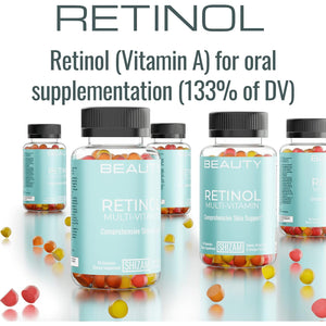 SHIZAM Retinol Vitamin a Gummies, Gummy Vitamins for Clear Complexion & Glowing Skin: Anti-Aging Multi-Vitamin for Women: Collagen Booster: Pill/Pills Capsule/Capsules Supplement/Supplements Alt