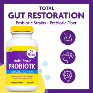 Innovixlabs Multi Strain Probiotics for Women & Men - Probiotic Supplement - 50 Billion CFU - Gut Health, Immune Support, Digestion, Lactobacillus Acidophilus, Prebiotics and Probiotics, 60 Capsules