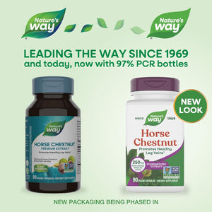 Nature'S Way Horse Chestnut Extract, Premium Extract, Promotes Healthy Leg Veins*, 250 Mg per Serving, Vegan, 90 Capsules (Packaging May Vary)