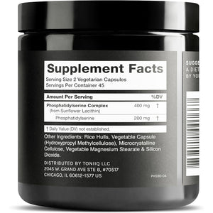 Toniiq Phosphatidylserine - 400Mg Formula - World’S First 50% Purity - Highest Purity in the US - Soy Free Phosphatidylserine Supplement - 90 Veggie Capsules